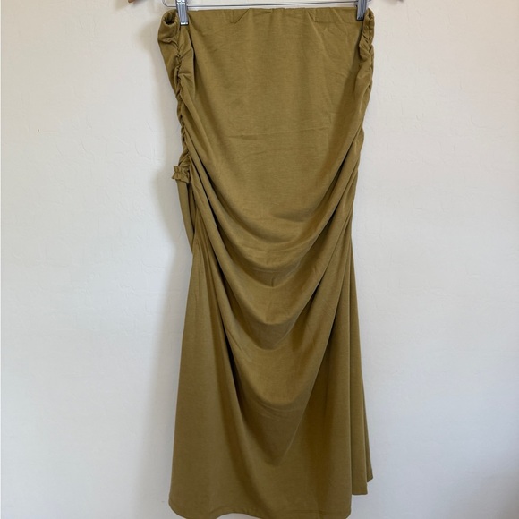 Anthropologie Celadine Gabbie Strapless Tube Top Ruched Maxi Skirt Set Bronze - Picture 10 of 12